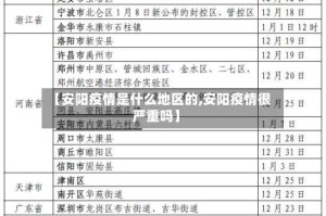 【安阳疫情是什么地区的,安阳疫情很严重吗】