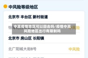 中高疫情地区可以回去吗/疫情中高风险地区出行有限制吗