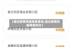 【宿迁疫情风险地区查询,宿迁疫情风险等级划分】