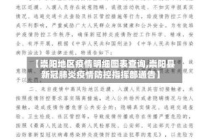 【崇阳地区疫情明细图表查询,崇阳县新冠肺炎疫情防控指挥部通告】
